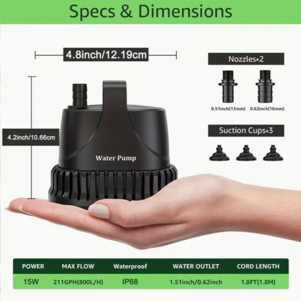 800LH Submersible Aquarium Pump 15W 220240V