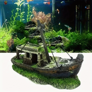 Shipwreck Aquarium Decor Fishing Boat
