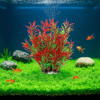 Realistic Red and Green Aquarium Plant