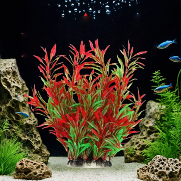 Realistic Red and Green Aquarium Plant