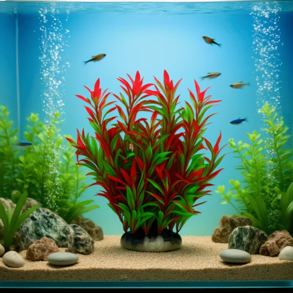 Realistic Red and Green Aquarium Plant