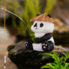 Fishing Panda Family Resin Figurine set