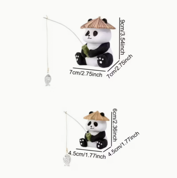 Fishing Panda Family Resin Figurine set